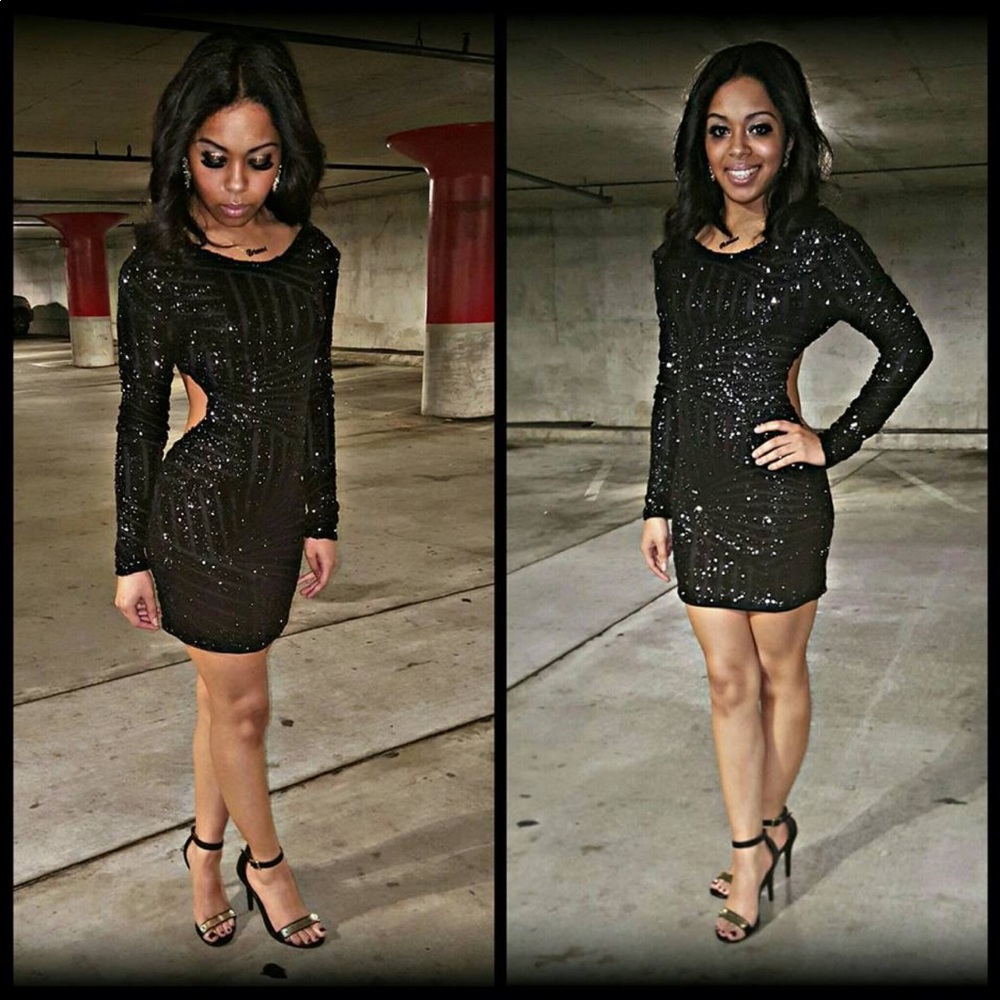 Black sequin party dress
